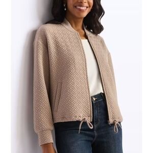 Les Serein Megan Quilted Knit Bomber Brown Large Stitch Fix NWT